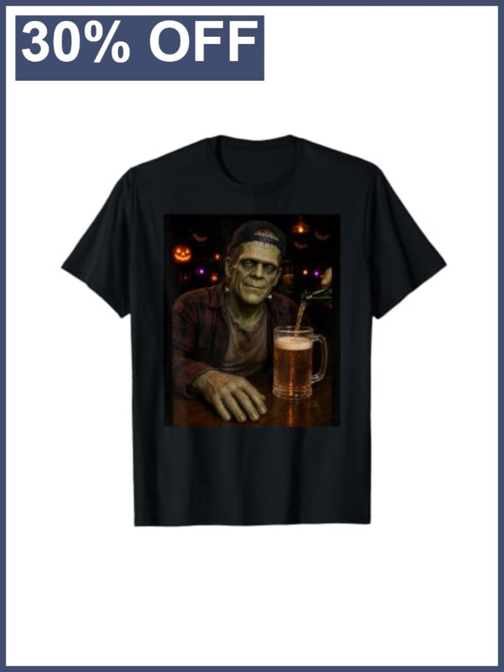 Frankenstein Halloween Beer Mug Graphic Tee